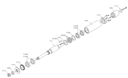 Picture of 0081LS Complete horizontal spindle 9 '' x D40 mm x D110 for COMPACT/SMARTMAC flat pulley 1086