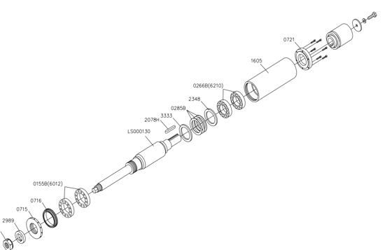 Picture of 0644LS-LMC Hor. spindle assembly 250mm*d40*D110, incl 1086 Flat spindle pulley 6000rpm Smartmac/Compact