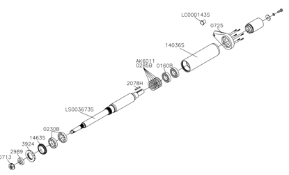 Picture of 1497LS-LMC Hor. spindle assembly 9"*d50*D115, (longer shaft and hard chrome outboard bearing shaft area) SPEEDMAC  incl Flat pulley 1085