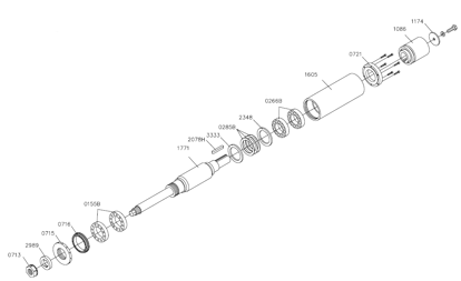 Picture of 0081LS Complete horizontal spindle 9 '' x D40 mm x D110 for COMPACT/SMARTMAC flat pulley 1086